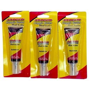 Johnson Crappie Buster Shad Scales Fish Bait Attractant Rainbow 3 Pc 1.1 Oz each